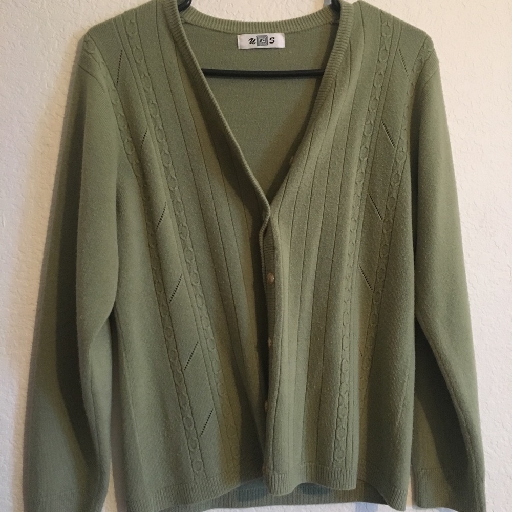 vintage green cardigan